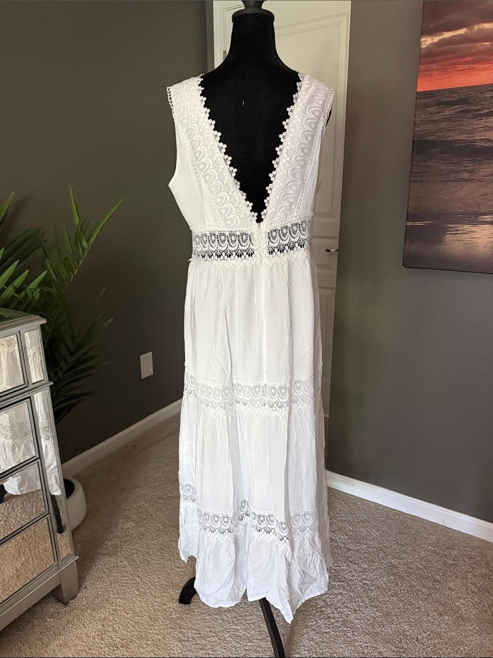 White Lace V-Neck Maxi Dress - never worn - Picture 2 of 5